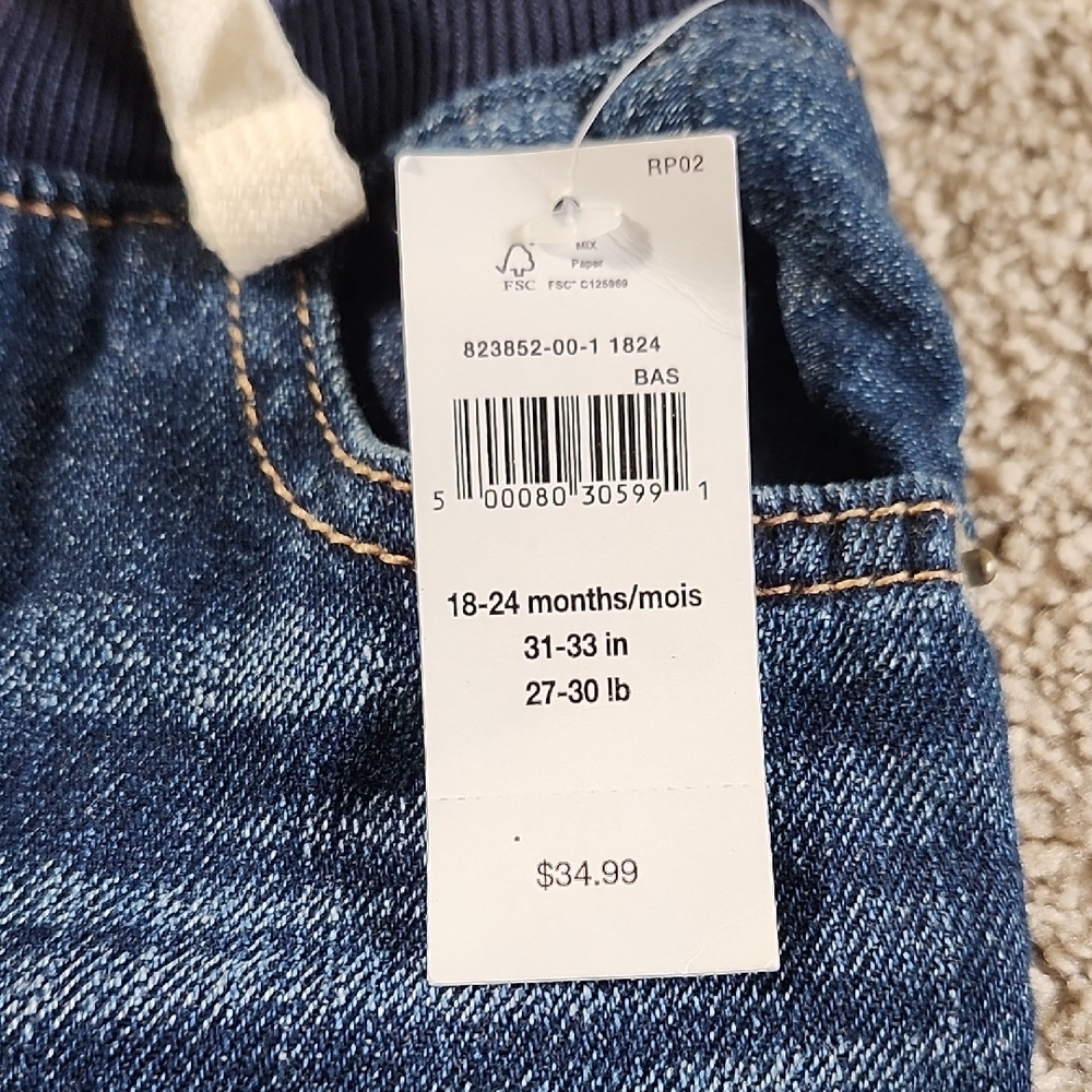GAP Kids Dark Blue Jeans with Navy Waistband - Picture 2 of 4